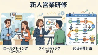新人営業研修で教えるべき内容とは?ロープレ・フィードバック・30日計画の作り方